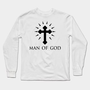 Man Of God - Cross Bottony - Black - Christian Series 7B Long Sleeve T-Shirt